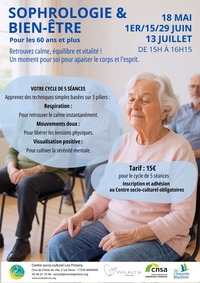 Séances de Sophrologie en Partenariat avec le Centre Social Les Pictons