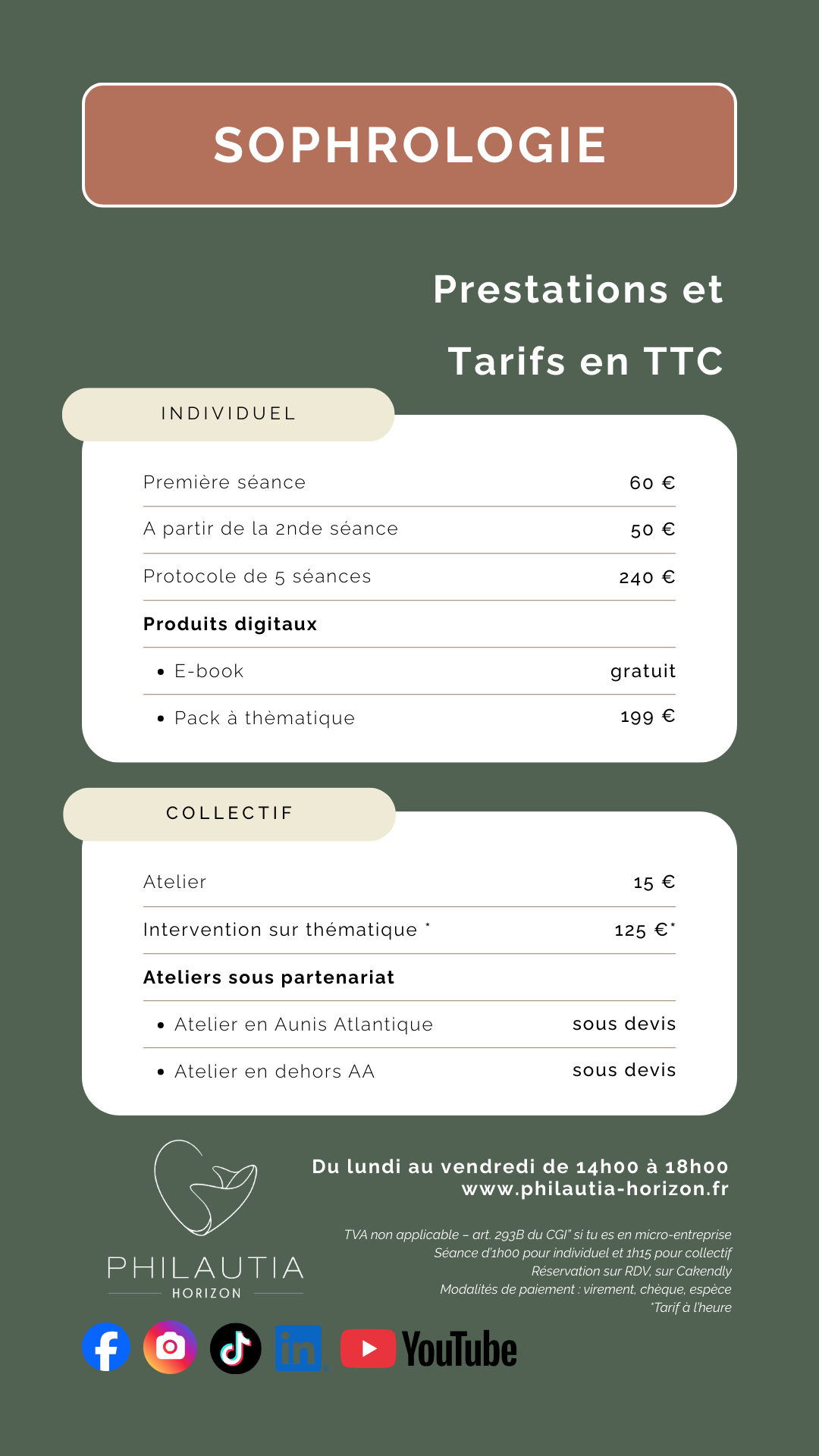 Mes tarifs - Sophrologie